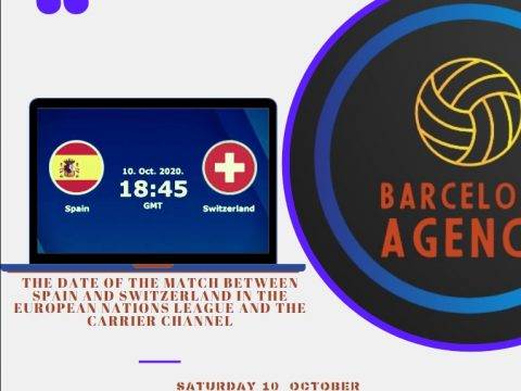 The date of the match between Spain and Switzerland in the European Nations League and the carrier channel